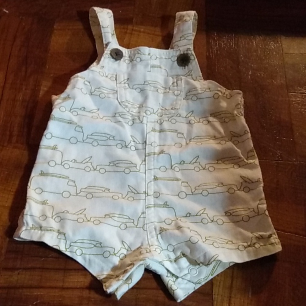 Old Navy Little Navy 0-3 Months Baby Boys Vtg Cars Overall Shorts - Picture 5 of 7